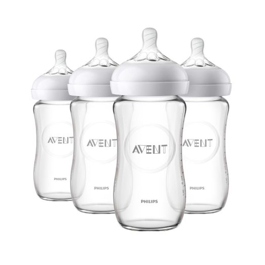 Philips Avent Natural Glass Baby Bottle, 8oz, 4pk, SCF703/47