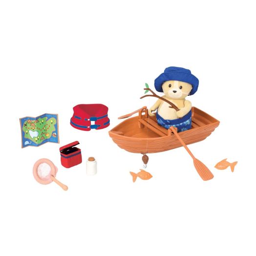 Li'l Woodzeez Animal Figurine Playset and Accessories - Boating Playset - 14 Pieces