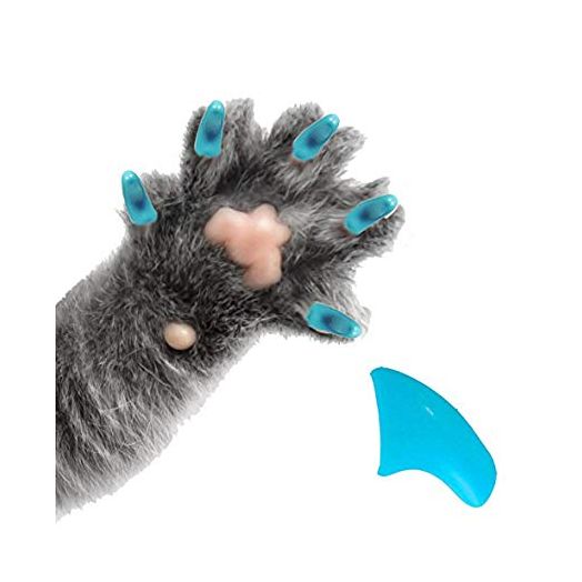 Pretty Claws 60 Piece Soft Nail Caps with Adhesive For Cat Paws - BABY BLUE