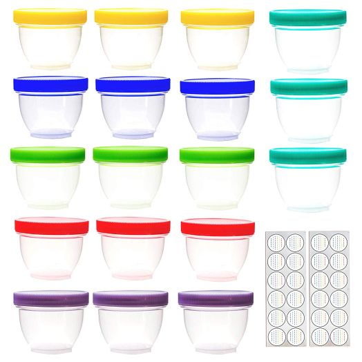 18 Pack Baby Food Storage, 4 oz Baby Food Containers with Lids, 6 Assorted Colors, with Free Lids Labels