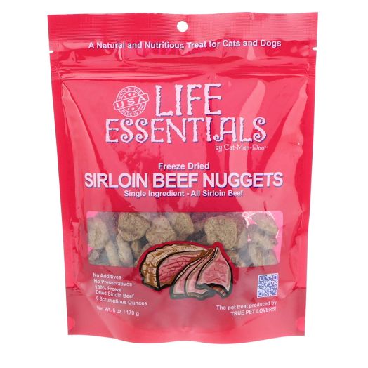Life Essentials by Cat-Man-Doo Freeze Dried Sirloin Beef, Sirloin Beef and Cheese Nugget Dog Treats - 3 oz, 6 oz