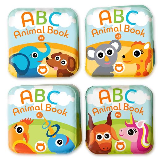 Floating Baby Bath Books. Kids Learning Bath Toys. Waterproof Bathtime Toys for Toddlers. Kids Educational Infant Bath Toys.(Set of 4: ABC Animal Bath Books)