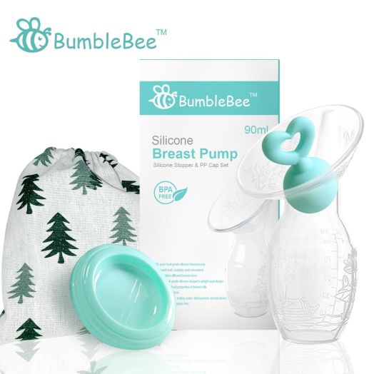 Bumblebee Manual Breast Pump with Breastfeeding Milk Saver Stopperand lid in Gift Box Breastpump 100% Food Grade Silicone bpa PVC and Phthalate Free
