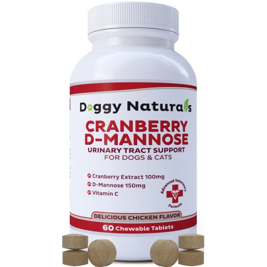 Cranberry D Mannose for Dogs and Cats Urinary Tract Infection Support Prevents and Eliminates UTI, Bladder Infection Kidney Support, Antioxidant Made in USA ( Doggy Naturals)