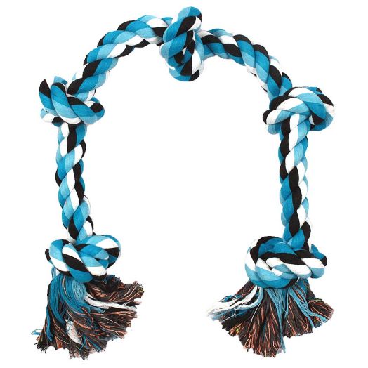 BLUEISLAND Dog Rope Toys for Aggressive Chewers Tough Rope Chew Toys for Large and Medium Dog 3 Feet 5 Knots Indestructible Cotton Rope for Large Breed Dog Tug of War Dog Toy Teeth Cleaning
