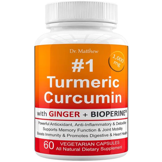 Dr. Matthew Turmeric Curcumin with BioPerine Black Pepper and Ginger, 95% Curcuminoids