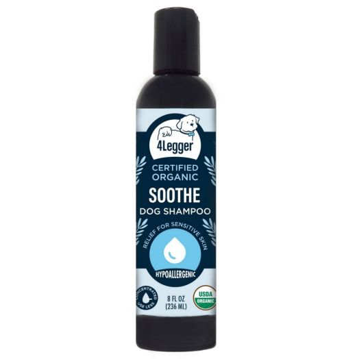 4-Legger Aloe Dog Shampoo - All Natural and USDA Certified Organic Dog Shampoo - Hypoallergenic and Unscented for Sensitive Skin - USA - 8 oz