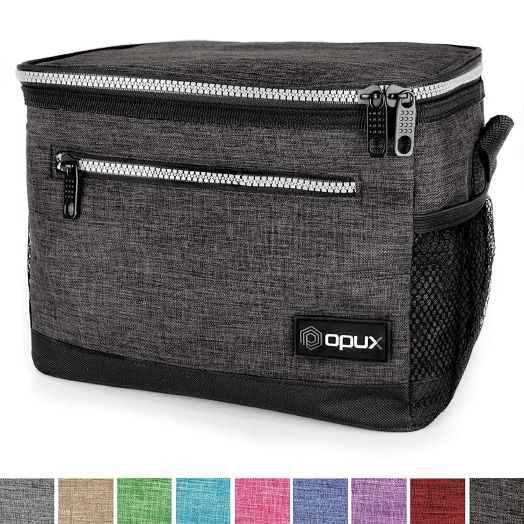OPUX Premium Insulated Lunch Bag with Shoulder Strap | Lunch Box for Adults, Teens | Soft Leak Proof Liner | Medium Lunch Cooler for Office, School | Fits 6 Cans (Charcoal)