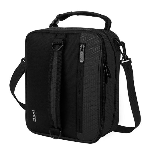 Kato Insulated Lunch Bag, Expandable Leakproof Flat Lunch Cooler Tote with Shoulder Strap for Men, Women and Kids, Suitable for Work, School and Office, Black