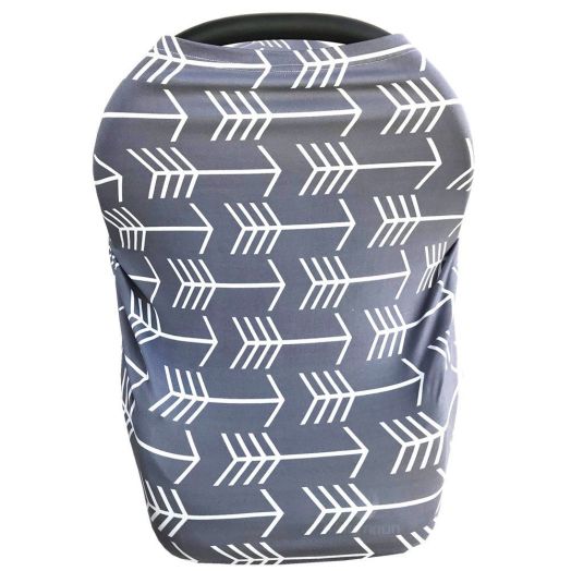 Nursing Cover for Babies Versatile Baby Car Seat Cover for Newborn Boys and Girls Cute Grey with White Arrow