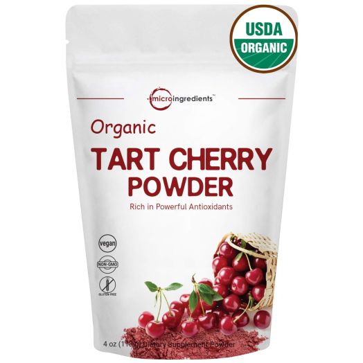 Sustainably US Grown, Organic Tart Cherry Powder, 4 Ounce, Rich in Vitamins, Uric Acid and Flavonoids, Strongly Promote Joint Health, Sleep Cycles and Muscle Recovery, Non-GMO and Vegan Friendly