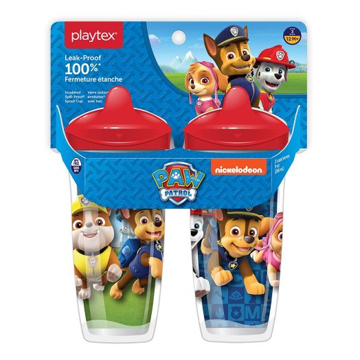 Playtex Sipsters Stage 3 Paw Patrol Spill-Proof, Leak-Proof, Break-Proof Spout Cup for Boys, 9 Ounce - Pack of 2