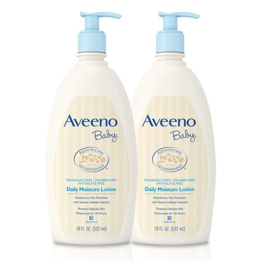 Aveeno Baby Daily Moisture Lotion with Oatmeal and Dimethicone, Fragrance-Free, 18 fl. oz, Twin Pack