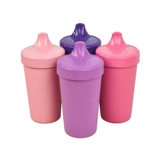Re-Play Made in The USA 4pk No Spill Sippy Cups for Baby, Toddler, and Child Feeding - Bright Pink, Blush, Purple, Amethyst (Princess+)