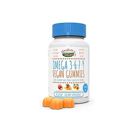 Organic Vegan Vitamin Omega 3-6-7-9 Gummies (Plant Based) by MaryRuth Chewable, Non-GMO, Gluten Free for Men, Women and Kids (60 Count)
