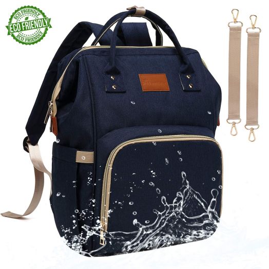 Baby Diaper Bag Backpack Large Diaper Backpack for Mom Dad with Stroller Straps, Multi-Function, Waterproof, Stylish and Durable Travel Diaper Bags for Girls and Boys (Navy Blue)