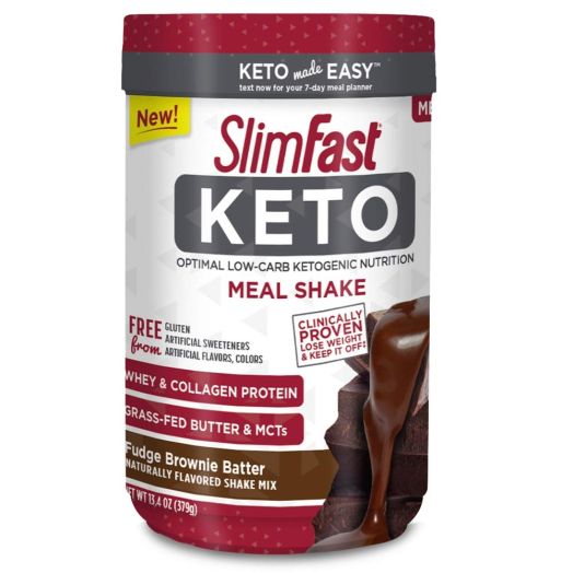 Slimfast Keto Meal Replacement Powder Fudge Brownie Batter Canister, 13.4 oz (Pack of 1)