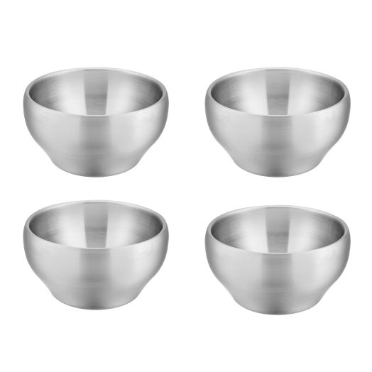 Bowls for Kids Toddlers, E-far Double-Deck SUS304 Stainless Steel Bowls for Baby Children, Healthy and Matte Finish, Insulated and Shatterproof - Set of 4