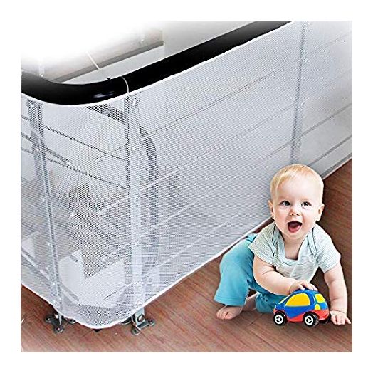 Stairway Net - Baby Safety Rail - 10ft L x 2.5ft H - Banister Stair Net for Child, Small pet,Toy- Indoor and Outdoor