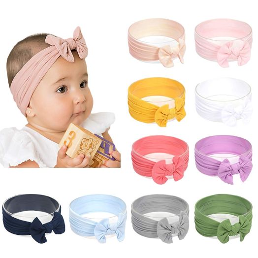 DANMY Baby Girl Nylon Headbands Newborn Infant Toddler Hairbands and Bows Child Hair Accessories