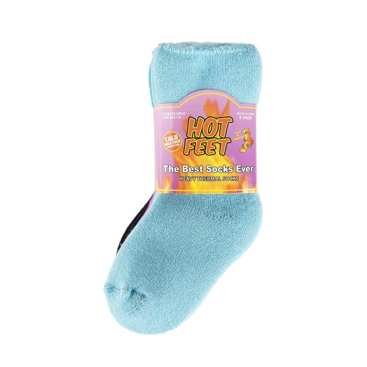 Hot Feet Toddler 5pk Crew Thermal Socks w/Soft Thick Brushing Inside, Gripped/Non Gripped Combo