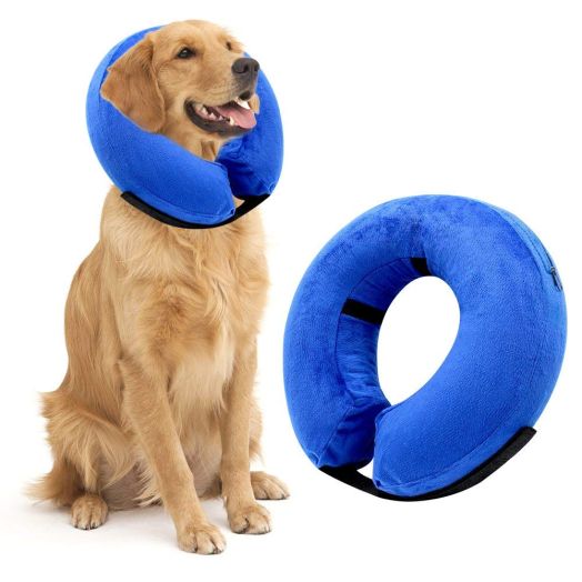 VST Comfortable Protective Inflatable Cone Collar for Dogs Cats, Adjustable Soft Pet Recovery Cloud E-Collar
