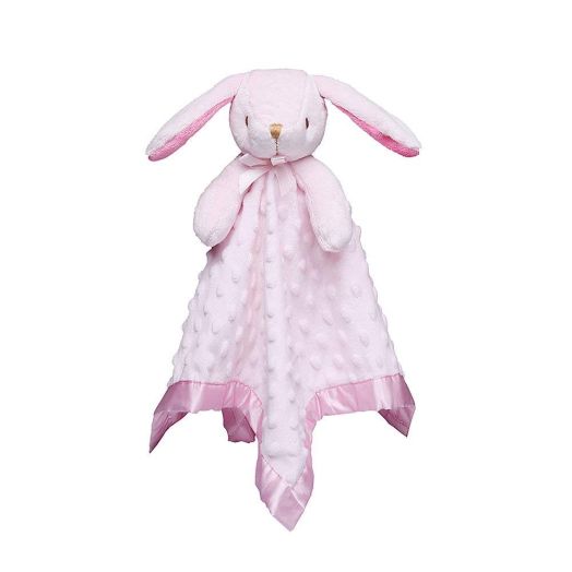 Pro Goleem Bunny Baby Lovey Stuffed Plush Lovie/Security Blanket for Girls Minky Dot Fabric Blankie Best Easter Day Gift for Newborn/Infant (Pink, 15)