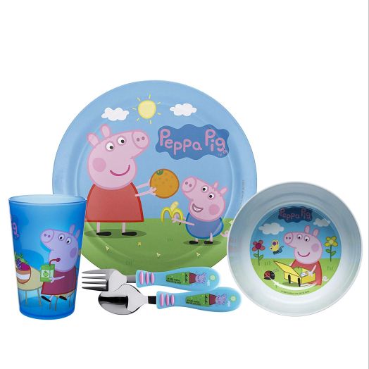 Zak Designs PEPE-5480-AMZ Nick Jr. Dinnerware Sets, 5 Piece, Peppa Pig 5pc