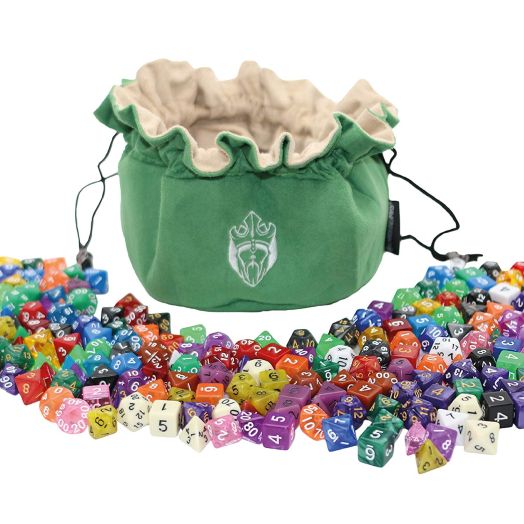 CardKingPro Immense Dice Bags with Pockets, Green, Capacity 150+ Dices, Great for Dice Hoarders