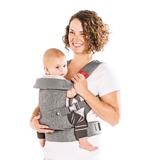 You+Me 4-in-1 Convertible Baby Carrier with 3D Cool Air Mesh - Heather Grey - Wear with a Newborn as Small as 8 lbs, and Infants up to Toddler of 32 pounds.