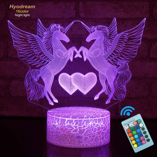 Hyodream Unicorn Lamp,Unicorn Night Light Kids Night Light,16 Colors with Remote 3D Optical Illusion Kids Lamp as a Pefect Gifts for Boys and Girls on Birthday or Holiday (Unicorn)
