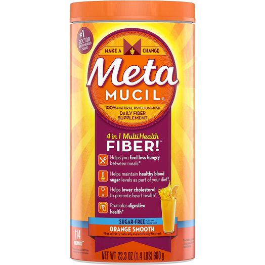 Metamucil Fiber, 4-in-1 Orange SugarFree Powder 72