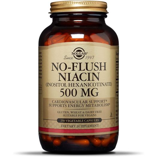 Solgar No-Flush Niacin (Vitamin B3)(Inositol Hexanicotinate) 500 mg, 250 Vegetable Capsules