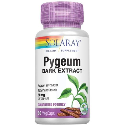 Solaray Pygeum Bark Extract 50mg | Healthy Prostate Support | Guaranteed to Contain 6.5mg Total Plant Sterols | Non-GMO | 60 VegCaps