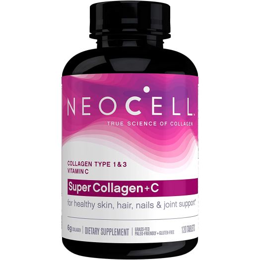 NeoCell Super Collagen with Vitamin C, 120 Collagen Pills, #1 Collagen Tablet Brand, Non-GMO, Grass Fed, Gluten Free, Collagen Peptides Types 1 and 3 for Hair, Skin, Nails and Joints (Packaging May Vary)