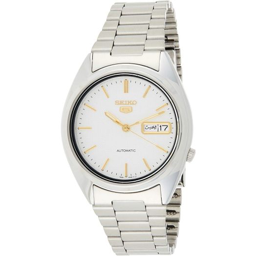 Seiko Men's SNXG47 Seiko 5 Automatic White Dial Stainless Steel Watch
