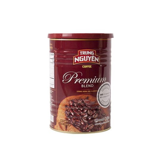 Trung Nguyen - Premium Blend - 15 Ounce Can | Vietnamese Coffee Ground Bean, Robusta and Arabica Premium Coffee Blend, Intense Flavor and Fragrance with Chocolate Hint, Medium Roast with Low Acidity