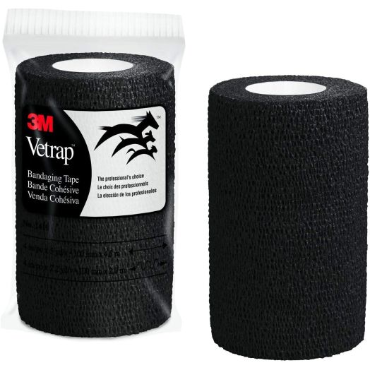 3M Vetrap 4" Bandaging Tape, 4" x 5 Yards (Black, Single Roll)