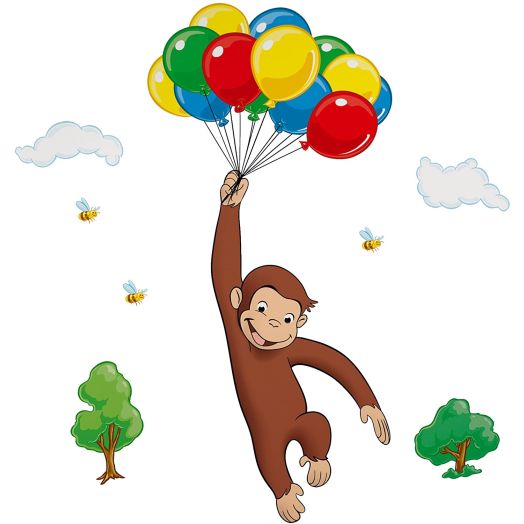 RoomMates Curious George Peel and Stick Giant Wall Decal - RMK1082GM,Multi