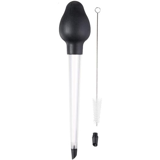 Tovolo Easy-to-Use, Angle Tipped, Dripless Baster for Turkey Roasting, Dishwasher-Safe, BPA-Free Silicone and Plastic, Large, Clear
