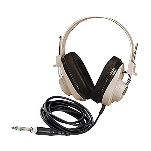 Califone 2924AV Deluxe Mono Headphone, Fully Adjustable Headband, Recessed Wiring For Safety, Replaceable 6' Straight Cord Long Enough To Avoid Accidental Pull Out, White/black