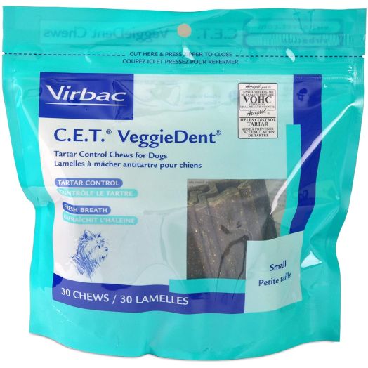 Virbac C.E.T. VeggieDent Tartar Control Chews, Small (30 Count)