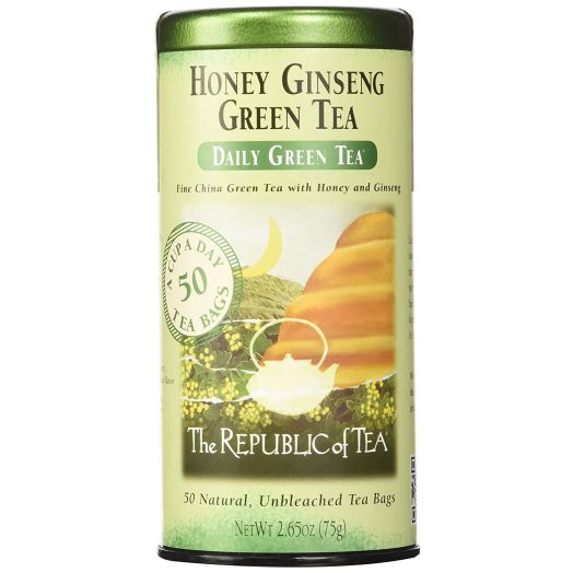 The Republic of Tea Honey Ginseng Green Tea, Caffeinated (50 Tea Bags)