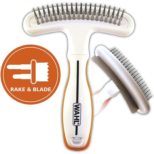 Wahl 2-in-1 Combination Double Row Pet Rake with hair shedding Blade for dog or cat fur by The Brand Used By Professionals. #858424