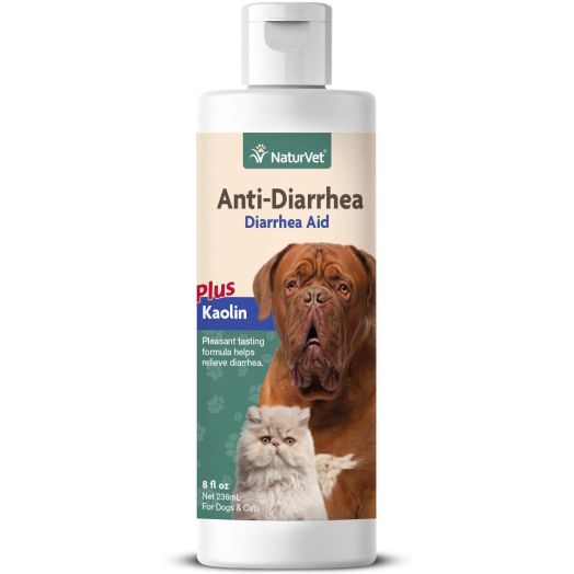 NaturVet  Anti-Diarrhea Liquid Plus Kaolin  8oz  Pleasant Tasting Formula Helps Relieve Diarrhea  Alleviates Irritation, Discomfort and Cramping Associated with Diarrhea  For Dogs and Cats