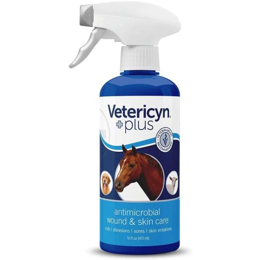 Vetericyn Plus Equine Wound and Skin Care. Spray to Clean Cuts, Saddle and Bite Wounds on Horses. Offers Itch, Irritations and Rope Burn Relief Without Stinging or Burning. (16 oz /473 mL)