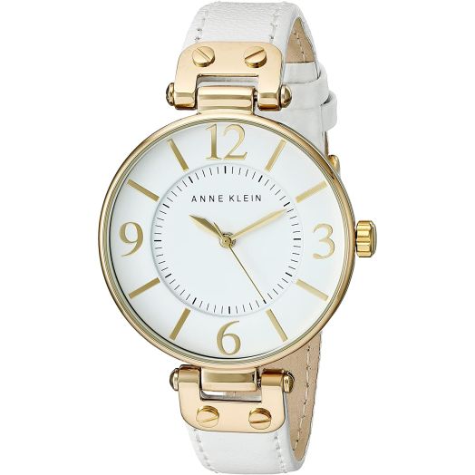 Anne Klein 109168WTWT Round Dial Leather Strap Watch