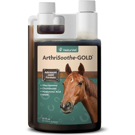 NaturVet  ArthriSoothe-Gold Advanced Joint Formula - Horse Liquid  Supports Healthy Joint Function  Enhanced with Glucosamine, MSM, Chondroitin and Hyaluronic Acid