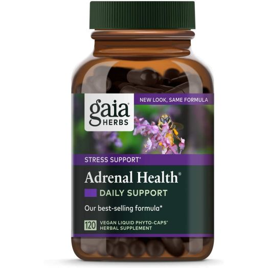 Gaia Herbs Adrenal Health Daily Support, Stress Relief and Adrenal Fatigue Supplement, Holy Basil, Ashwagandha, Rhodiola Adrenal Complex, Vegan Liquid Capsules, 120 Count