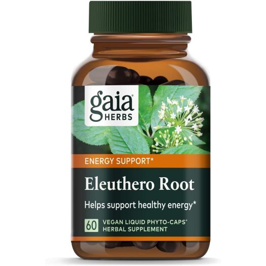 Gaia Herbs Eleuthero Root (Siberian Ginseng 554 mg), Vegan Liquid Capsules, 60 Count - Healthy Energy and Stamina, Mental Endurance, Metabolic Efficiency and Stress Resistance